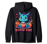 Sippin’ Fire Cute Dragon Tea Lover Zip Hoodie