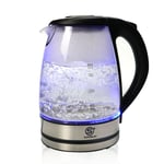 Electric Illuminated Glass Kettle Blue LED Illuminating Jug Cordless 1.7L 2200W