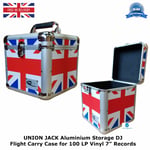 2 UNION JACK Aluminium Storage DJ Flight Carry Case for 100 LP Vinyl 7" Records