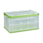 Relaxdays 10022589_53 Boîte Pliable Couvercle Caisse de Rangement Plastique Coffre Transport 60 litres 31,5 x 59,5 x 39,5 cm, Vert, 39, 31,5 cm