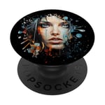 Échos de l'émotion : portrait en éclaboussures PopSockets PopGrip Adhésif