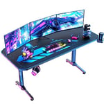 Himimi Bureau Gaming 160x75 cm, Ergonomic Bureau Gamer Bureau Informatique, Gaming Table Desk pour à Domicile avec Grand Tapis de Souris Porte Gobelet Support Casque & Poignée de Jeu, 160x75x75 cm