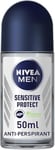 NIVEA MEN Sensitive Protect Antiperspirant Deodorant Pack of 6 (6 x 50 ml), Men's Deodorant with 0 Percent Alcohol, 48 Hour Antiperspirant for Men, Roll Deodorant