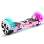 QINGMM Hoverboard,Smart 7'' Two-Wheel Self Balancing Car,with LED Light Flash And Bluetooth Speaker Electric Scooters,for Kids Adult,Pink