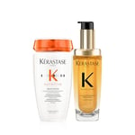 KÉRASTASE Nutritive & Élixir Ultime, Routine Nourrissante & Sublimatrice pour Cheveux Secs et Épais, Shampoing Bain Satin Riche (250 ml) + Huile Originale Rechargeable (75 ml)