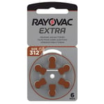 Hörapparatsbatterier 312 brun | Rayovac Extra Advanced | 6-pack