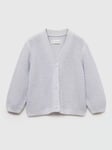 Mango Kids' Laia Cotton Textured Cardigan, Light Pastel Blue