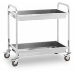 Royal Catering - Chariot De Service Desserte Pro Cuisine Table Mobile Roulante Acier Inox 2 Cuves