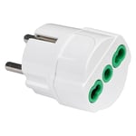 Adaptateur Schuko d'une Prise Schuko 2P+T 16 A à Une fiche Bipolaire IMQ Blanc