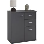 Idimex - Buffet remy, commode meuble de rangement avec 2 tiroirs et 2 portes, en mélaminé gris mat - Gris