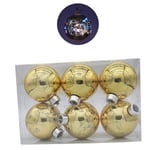 6st jul splittringssäker boll med LED-ljus batteri lysande Xmas hänge Gold