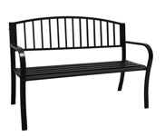 Banc Fer Dossier CM 125x53x82 H Jardin Extérieur 3 Places Noir 309d