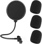 Filtre Anti-Pop Microphone, Micro Filtre Anti-Pop, Avec 3 Éponges Microphone, Avec Un Bras Stabilisateur À Clip À Col D'Oie Flexible À 360° Pour La Plupart Des Microphones