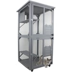 Maxxpet - grande cage pour chat - Enclos pour chat en liberté - Course pour chat - Volière pour chat - Maison pour chat - 92 x 66 x 182 cm - Gris