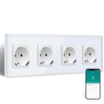 Zigbee Prise Avec Chargeur Rapide Usb C 20 W Avec Mesure De La Consommation,Prise Wi-Fi Encastree Pour Alexa/Google Home,Prise Intelligente Avec Mesure De Courant 16 A,4 Compartiments,Blanc