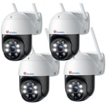 Ctronics - Lot de 4 Caméra Surveillance 5MP WiFi Extérieure 2,4Ghz/5Ghz WiFi ptz Camera 380C Pro Détection Humaine Auto Suivi Portée 30M