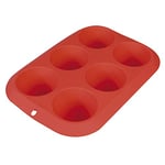 Amig - Moule de cuisson en silicone | Plateau de four rectangulaire avec 6 creux circulaires ou demi-sphères | Pour cuisine et pâtisserie | Convient pour micro-ondes et congélateur | Couleur rouge