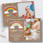 Personalised Photo Thank You Cards Rainbow Vintage Thank You Notes Birthday x10