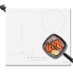 Karinear White Induction Hob Plug in Induction Hob, 4 Zone Induction Hob with Flex Zone, 2800W, Built-in Induction Hob 60cm, Timer,Auto Switch Off,Safety Lock, Boost