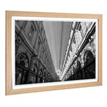 Big Box Art Framed Print of Architecture Black and White (2) Design | Wall Art Picture | Home Decor for Kitchen, Living Room, Bedroom, Hallway, Oak, A2 / 24.5x18 Inch / 62x45cm