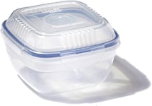 Lock & Lock Square Lunch Box with Tray and Sauce Pot, 950 milliliters, Clear