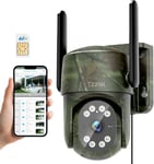 3G/4G Camera De Surveillance Exterieur,Rotation 360°Avec Detection De Personnes Et Suivi Automatique,2K Vision Nocturne,Audio Bidirectionnel,Alerte,Etanche,Camera Avec Carte Sim