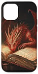 iPhone 12/12 Pro Aesthetic Gothic Red Dragon Reading Book Painting Bookish Case