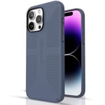 Speck iPhone 15 Pro Max Case - Built for MagSafe, Drop Protection Grip - Scratch Resistant, Soft Touch, 6.7 Inch Phone Case - CandyShell Grip Mystery Blue/Faded Denim