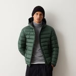 Sporty Down Jacket Hoodie - Bottle Green