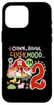 Coque pour iPhone 16 Pro Max Oink Baa Moo I'm 2 Farm Animals 2ème anniversaire 2 ans