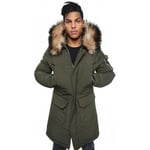 Veste H Echbone  Parka homme  BEST Kaki fourrure beige H'ECHNBONE