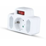 Vtac - v-tac Adaptateur multiprise avec 3 prises frontales 2 10A et une 10A 2P + prise Schuko avec interrupteur d'éclairage Prise Schuko Blanc