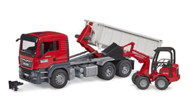 Bruder - MAN TGS truck with roll-off container & Schäffer yard loader (03767)