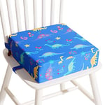 Czrrzl Rehausseur Chaise Enfant Lavable Portabilité Cartoon Rehausseur Chaise Bebe 2 Boucle de Sécurité Antidérapant Rehausseur de Chaise pour Enfant Chaise Nomade Bebe pour à La Maison Partir(Bleu)