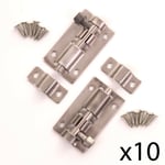 MINI SLIDING BOLTS 10 Pairs 50mm Stainless Steel Small Cabinet Lock Latch Catch