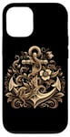 Coque pour iPhone 15 Symbole de la mer ancre cool dans un style Art nouveau style Noël