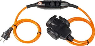 Schwabe H07BQF 3G2.5 45460 PRCDS Rallonge câble de sécurité à 3 plis avec prises multiples IP44 à usage professionnel ou pour les chantiers de construction Orange 3 m