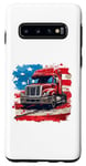 Coque pour Galaxy S10 Camion conducteur patriotique drapeau USA rouge blanc et bleu camions fourgon