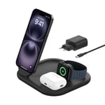 Belkin BoostCharge 3-i-1 Trådløst Qi2 Ladestativ - Svart