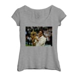 T-Shirt Femme Col Echancré Trophee Grand Chelem Champion Roger Federer Tennis Superstar Sport