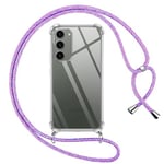 Pnakqil Coque pour Samsung Galaxy S23 Plus 5G avec Cordon, Transparente Silicone Housse avec Réglable de Collier Anti-Chute Etui pour Samsung S23+ 6.6 Pouces, Ètuis à Bandoulière [Violet 01]