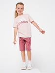 adidas Sportswear Kids Unisex Essentials T-shirt And Short Set - Pink, Pink, Size 5-6 Years