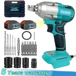 1/2" Electric Impact Wrench Brushless Wrench For Makita 18V +2 Battery Cordless