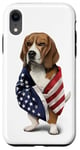 Coque pour iPhone XR Beagle Dog Patriot Wrap dans le drapeau des USA American Spirit