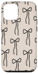 Coque pour iPhone 12/12 Pro Noeuds esthétiques beige et noir doux pour fille