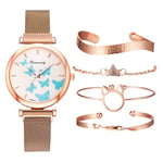 JZDH Women Montres Montres pour Femmes élégantes Cadre Papillon Magnet Magnet Montre Montre Fashion INOX Quartz Montre Robe Cadeau Femelle Montres Décoratives Décoratives pour Femmes (Color : G)