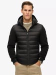 Superdry Hooded Storm Puffer Fleece Bomber Jacket, Black