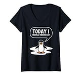 Womens Today I Waddle Through Life Penguin Humor V-Neck T-Shirt