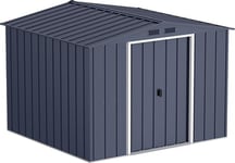 Duramax ECO 8 x 8 (6.35 m2) Metal Garden Storage Shed, Hot-Dipped Galvanized Metal Garden Shed, Tool Storage Shed, Strong Reinforced Roof Structure, Maintenance-Free Metal Shed, Anthracite