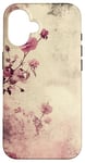 Coque pour iPhone 16 Rose grunge douce subtile florale vintage